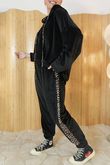 Binky Leopard Soft Stretch Velour Hoodie Lounge Suit Black